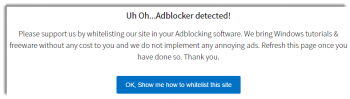 Screenshot of Adblocker detected