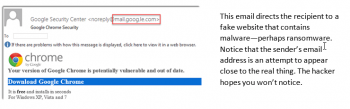 screen shot of phishing email from Chrome browser update