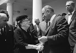 President Lyndon B Johnson signing the Older Americans Act in 1965