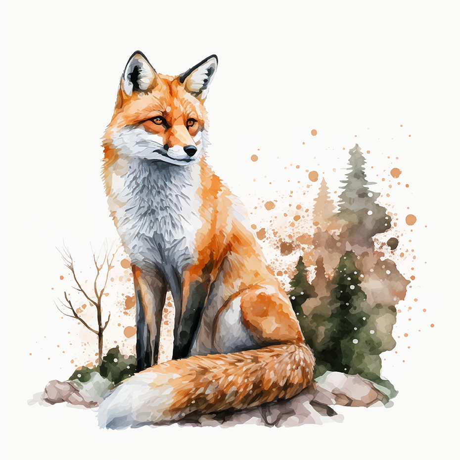 World wild life day. watercolor vector fox. Image created AI World wild life day. watercolor vector fox. Image created AI